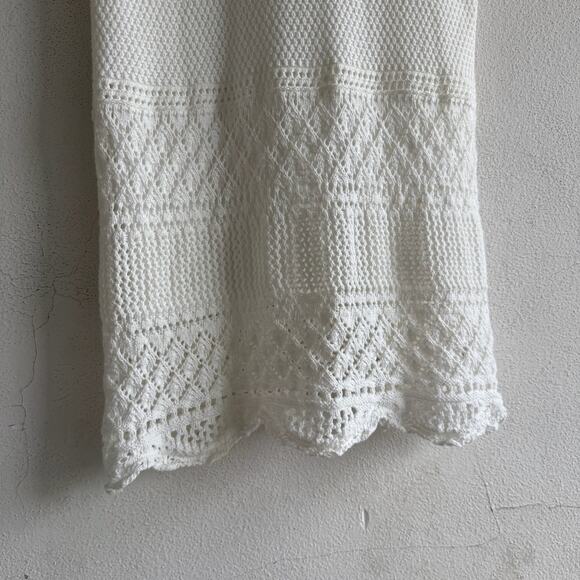 Puff Sleeve Dress White Crochet Knit Midi Cottagecore Romantic Boho Dress‎ Small - Picture 2 of 8